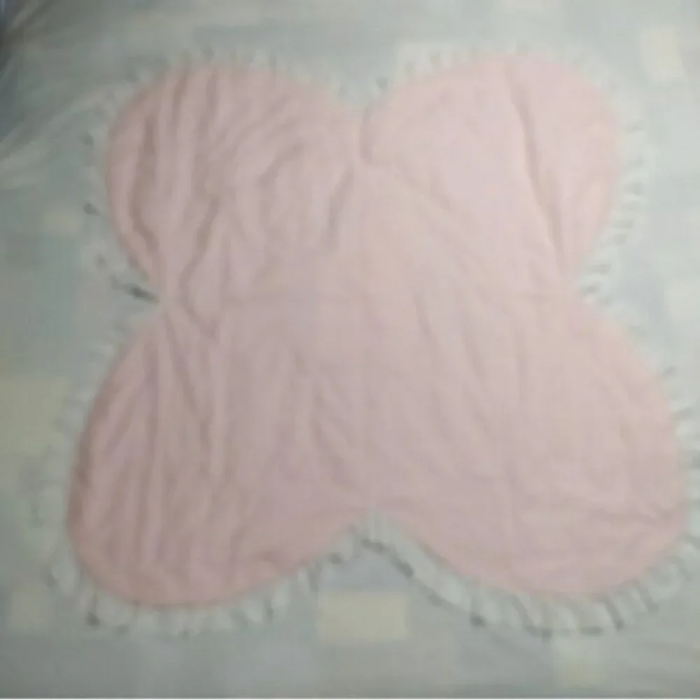 Vintage 80s Care Bears Cheer Bear Applique Pink Gingham Lace Trim Baby Blanket - Picture 4 of 5